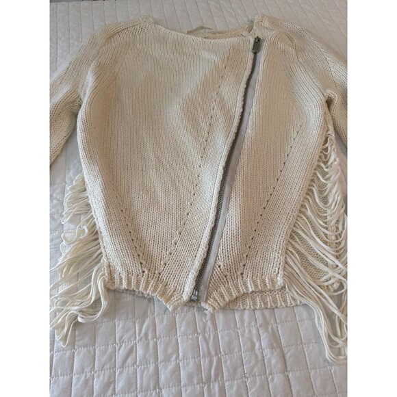Dakota Collective Womens Ivory Knit Asymmetric Zip Cardigan - Picture 9 of 12